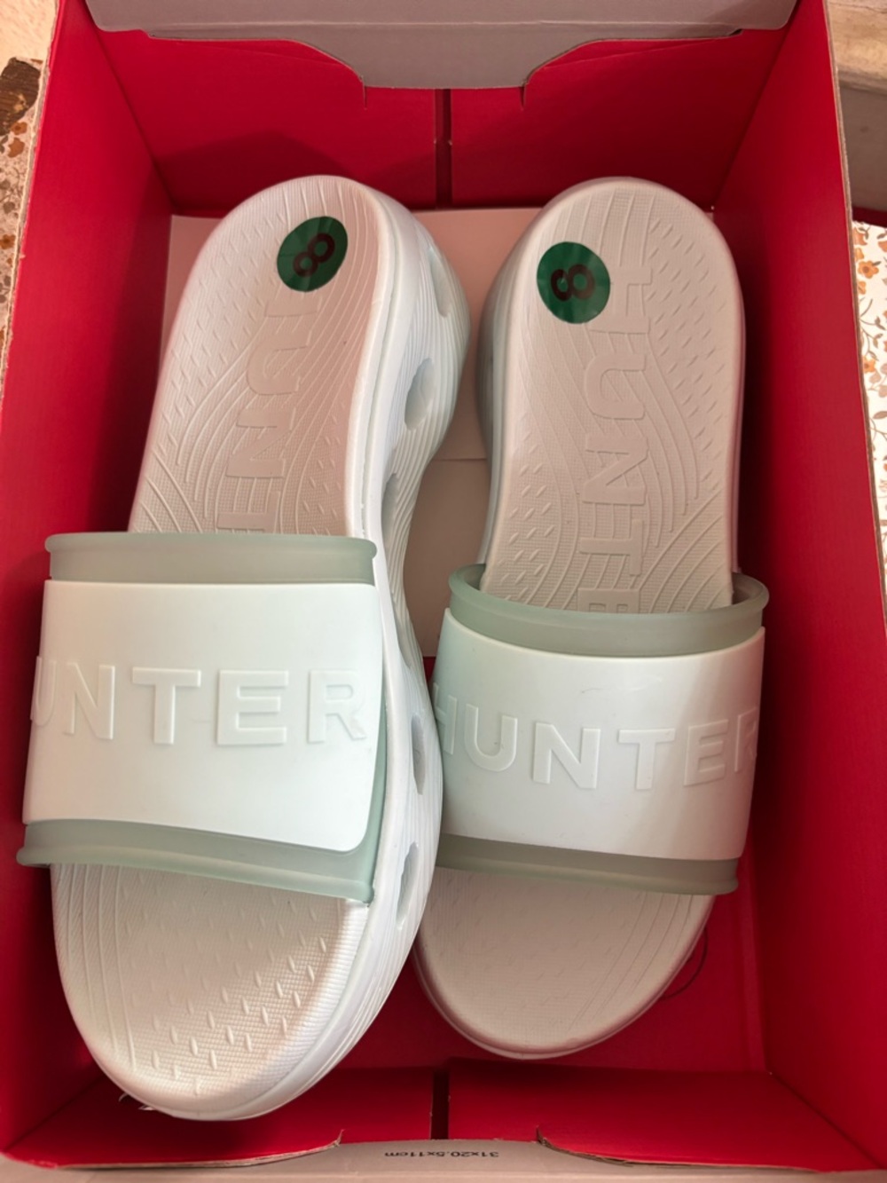 Hunter sandals slides.  Green. New.